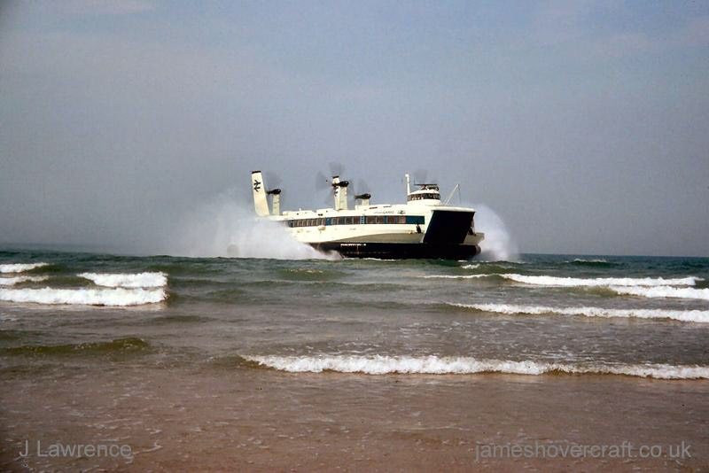 The SRN4 with Seaspeed in Calais - Arriving at Calais (submitted by Pat Lawrence).